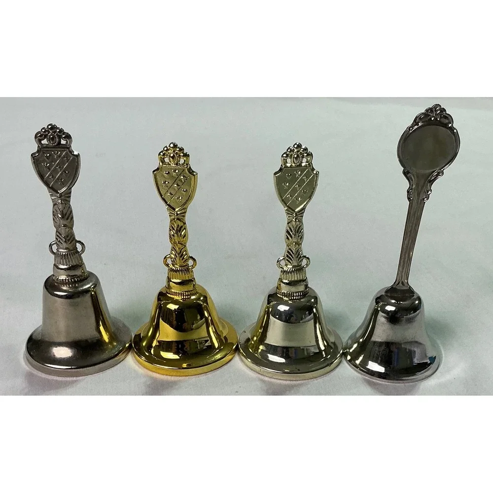 4 Vintage Souvenir Hand Bells Vicksburg Shiloh‎ Park Will Rogers Native American